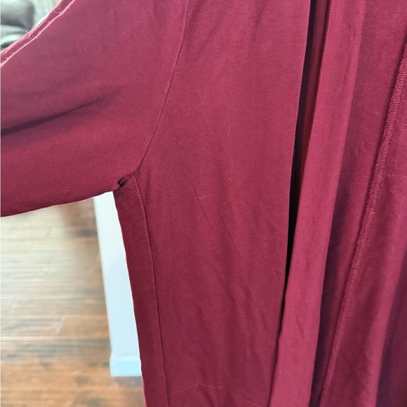 Liz Claiborne Deep Wine/Burgundy Open Front Cardigan w/ Pockets, Size L - Picture 3 of 10